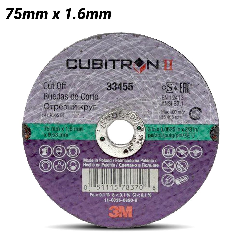 3M 33455 75mm X 1.6mm Cubitron II Cut-Off Wheel
