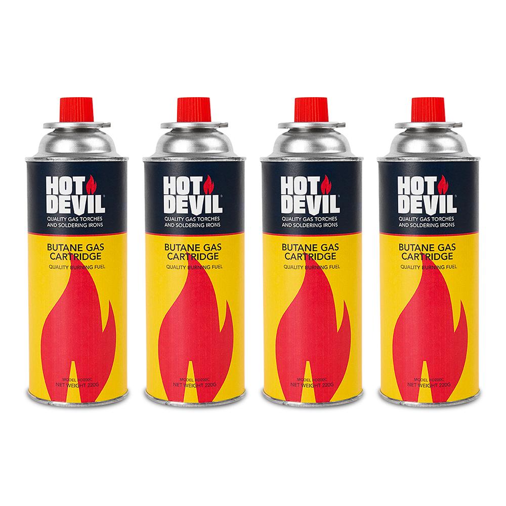 Hot Devil HD200C Butane Gas Canisters - 4 Pack