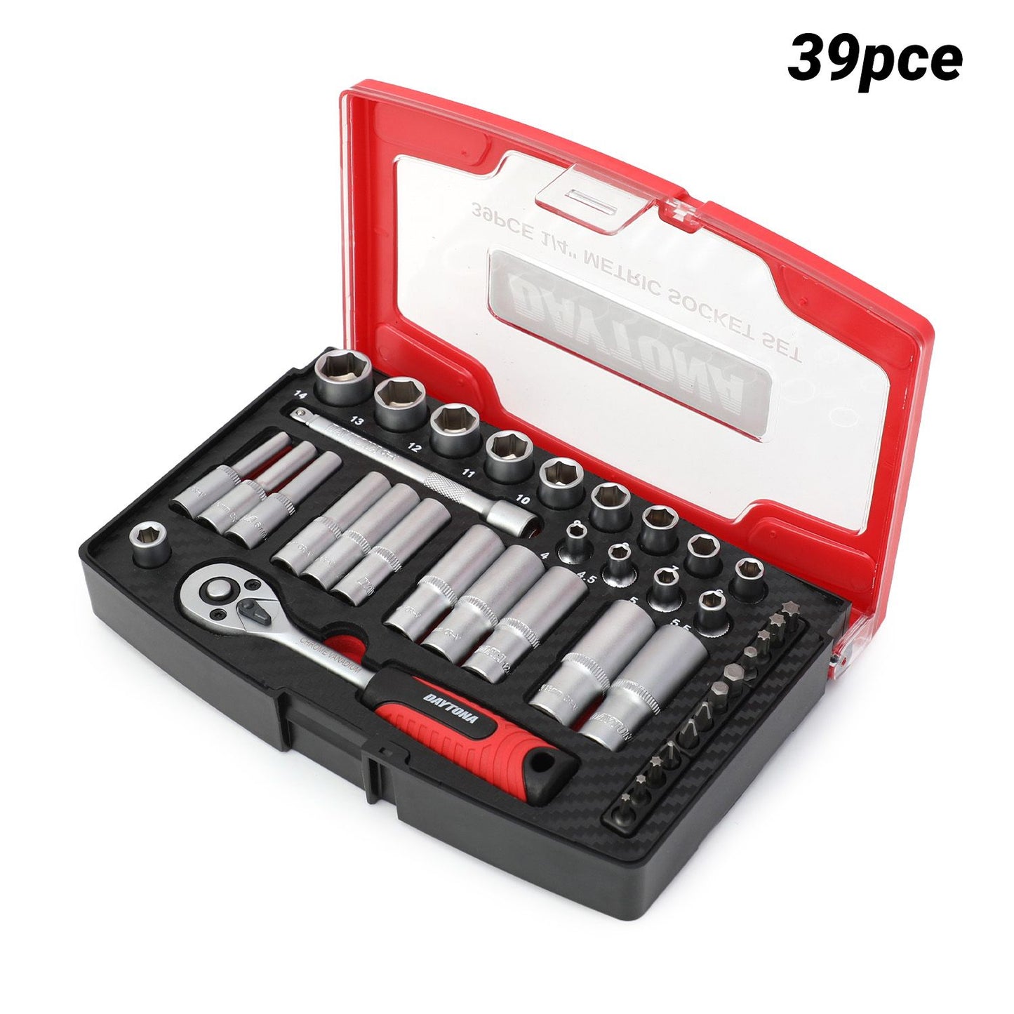 Daytona DSS39 39pce 1/4" 4-14mm, T10-T40, PH2 and PZ2 Socket Set with 100mm Extension Bar