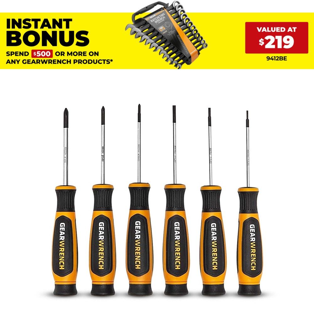 GEARWRENCH 80055H 6pce Tri-Lobe Dual Material Mini Screwdriver Set