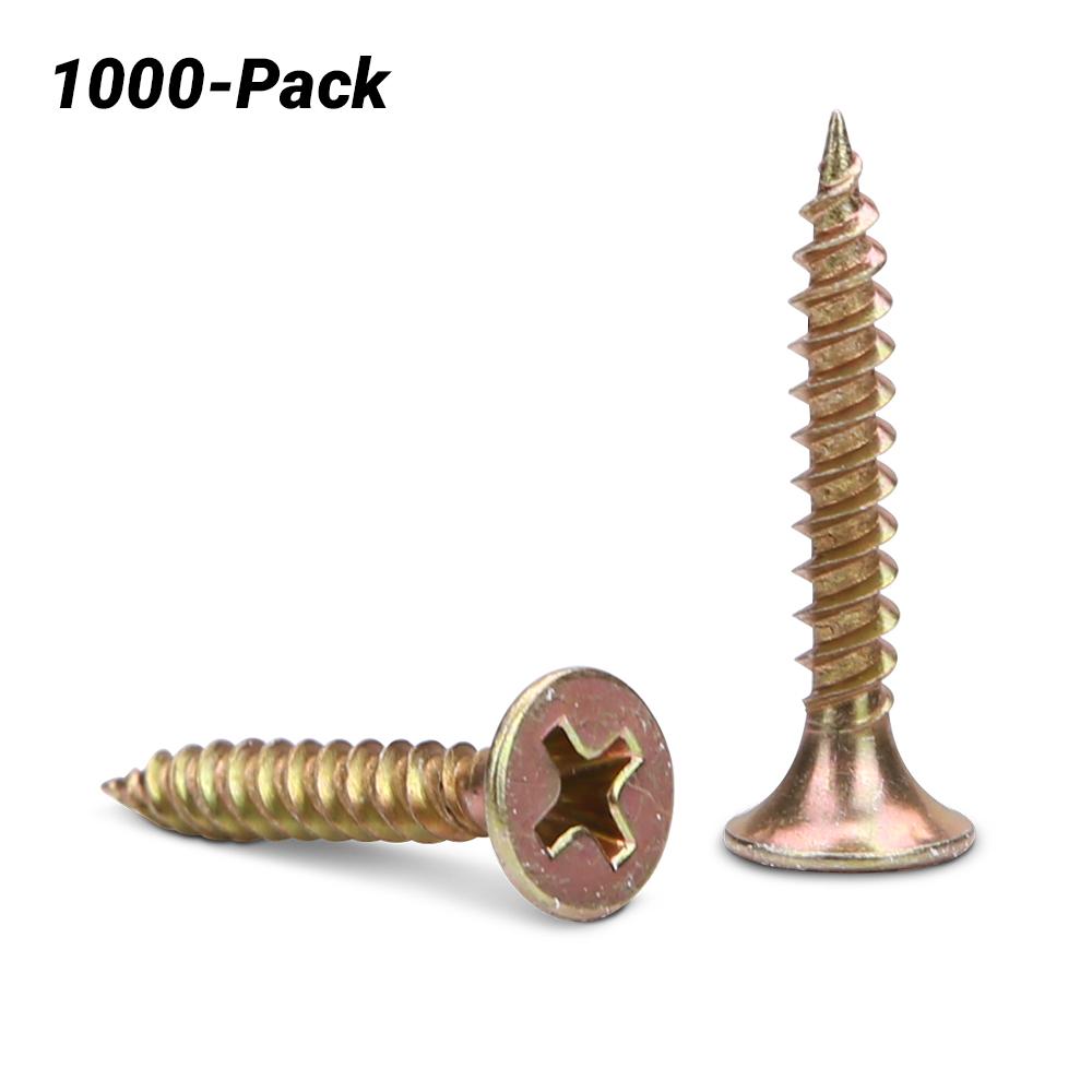 Fixed Fasteners FBH25F 1000 Pack PH2 6G x 17TPI x 25mm Fine Thread Yellow Zinc Drywall Screws