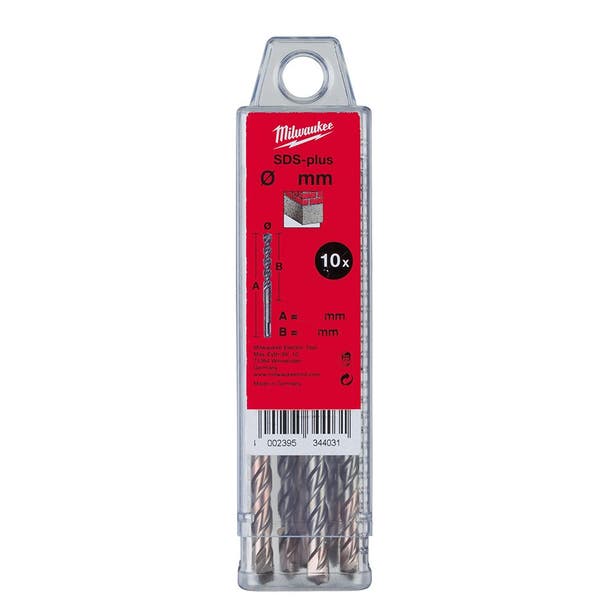 MILWAUKEE 12 x 160mm SDS+ TCT Hammer Drill Bit 2-Cutter M2 - 10 Piece 4932399343
