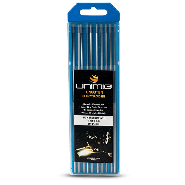 UNIMIG 1.0mm WC20 2.0 Percent Ceriated Tungsten Electrodes - 10 Pack PTR0003-10