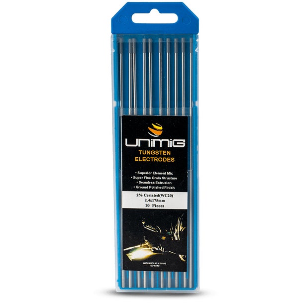 UNIMIG 3.2mm WC20 2.0 Percent Ceriated Tungsten Electrodes - 10 Pack PTR0003-32
