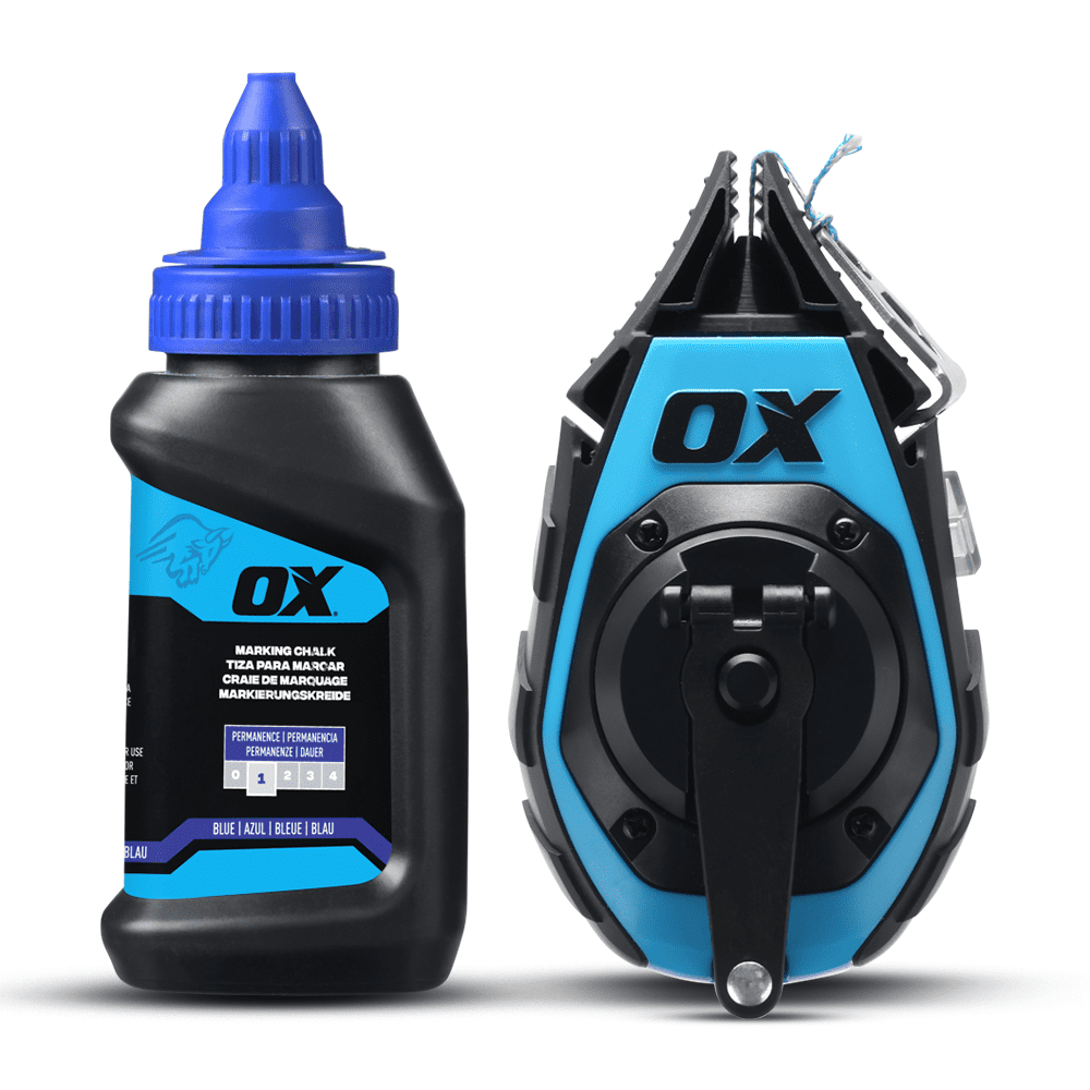 OX Tools OX-P630702 PRO 15m (50") Precision Chalk Reel Value Pack - KEVLAR Ultra Fine Line 3:1 Gear Ratio