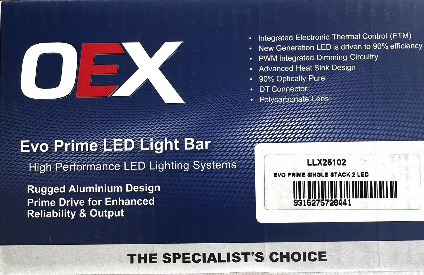 OEX Evo Prime 2 LED Rectangle Bar Work Light Flood Beam LLX25102