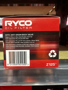 RYCO Z125 Spin-On Oil Filter Suzuki / Daihatsu / Holden Small Engines