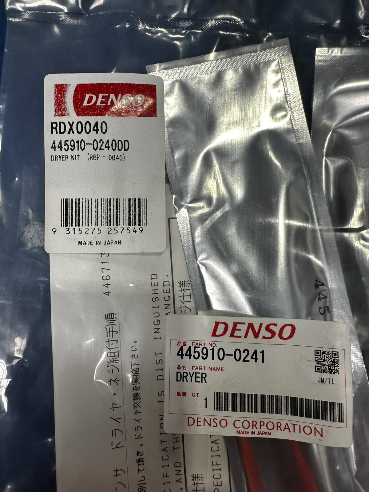 DENSO AC Desiccant Filter Drier Bag Kit 230mm Metal Cap RDX0040