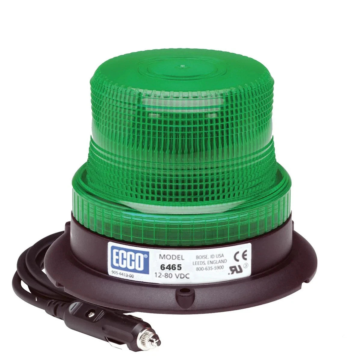 Ecco Green LED Strobe Beacon 12-80V Permanent Mount 6465G