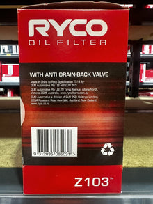 RYCO Z103 Heavy Duty Spin-On Oil Filter Massey Ferguson / Perkins