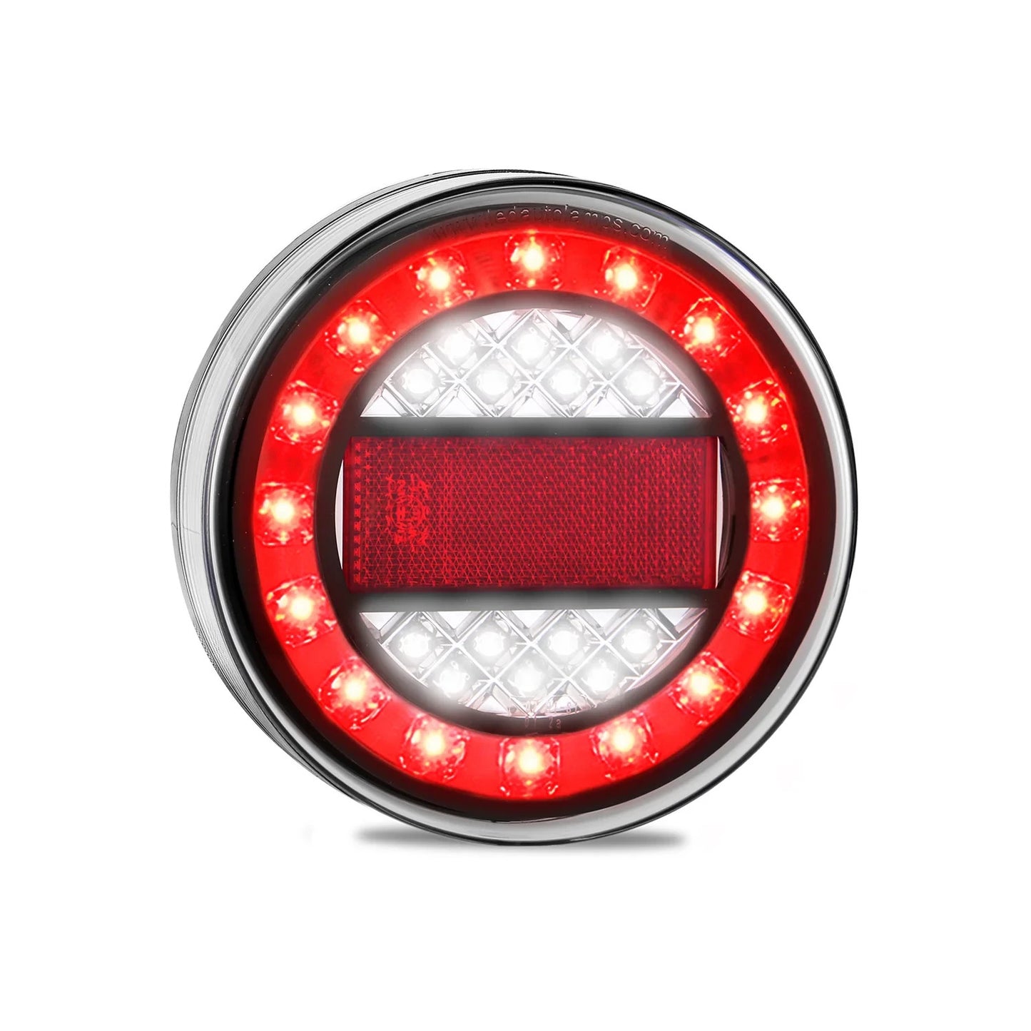 LED AUTOLAMPS Maxilamp Single Reverse Lamp Black Chrome Round MAXILAMPC1RXCE