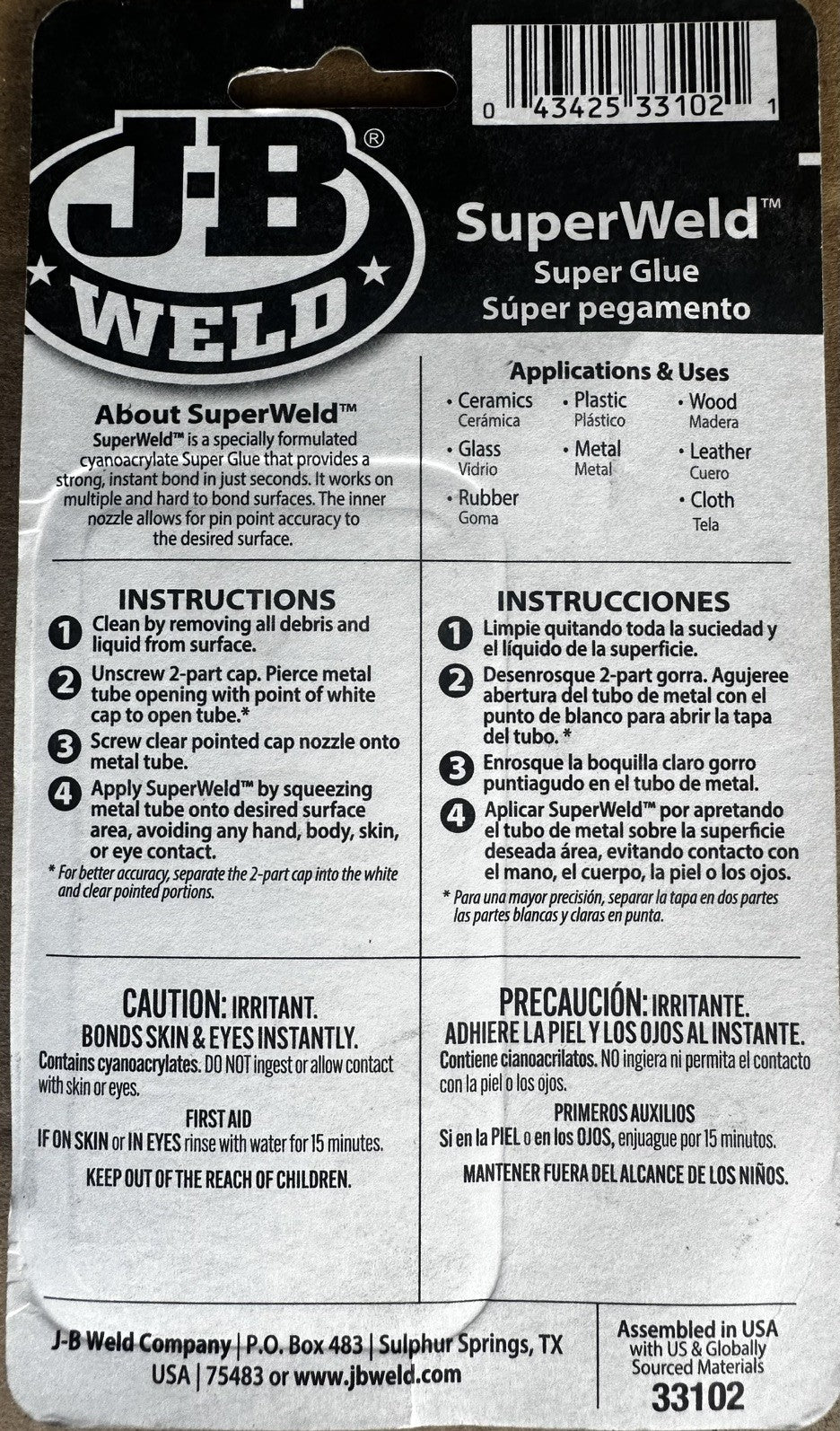 JB Weld SuperWeld Super Glue Twin Pack 33102
