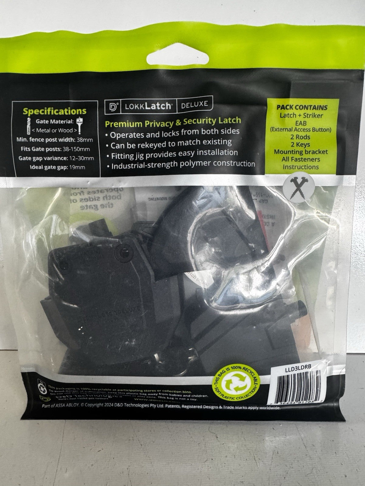 D&D Technologies Lokklatch Deluxe S3 Self-Locking Gate Latch