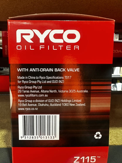 RYCO Z115 Spin-On Oil Filter Subaru Forester / Impreza / Outback