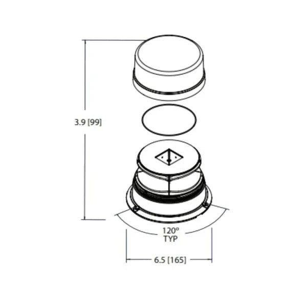 Ecco Amber LED Beacon 12/24V Permanent Mount 7160A