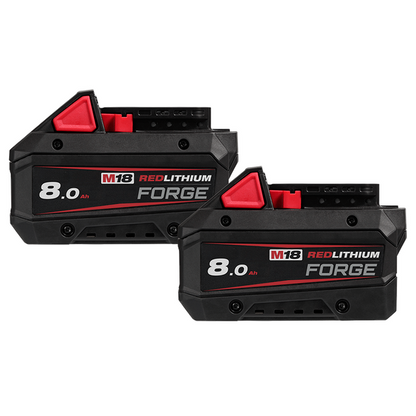 Milwaukee M18 REDLITHIUM FORGE 8.0Ah Battery Twin Pack M18FB82