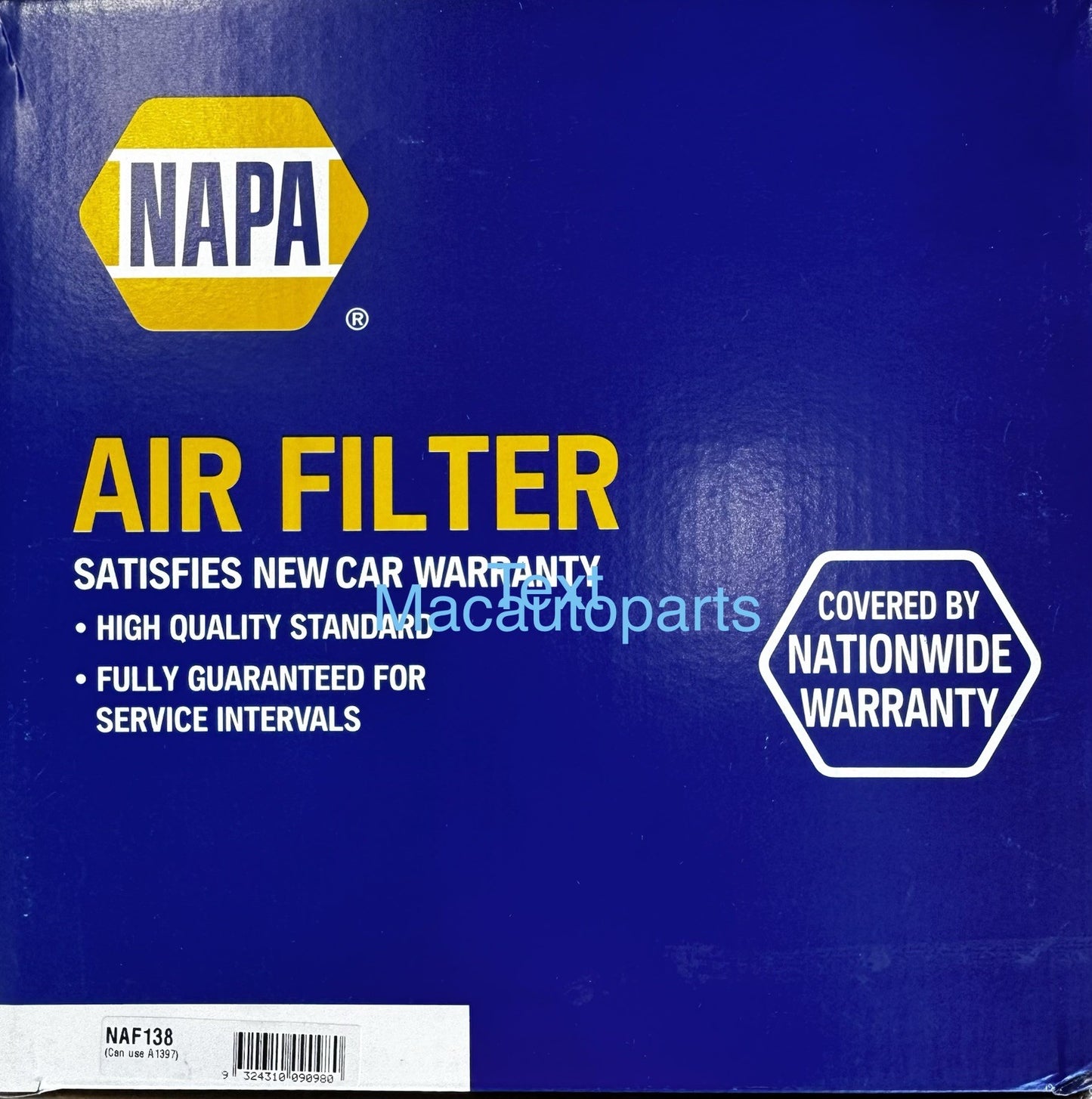 NAPA Air Filter NAF138 Equivalent To Ryco A1397 / Proselect PSA138