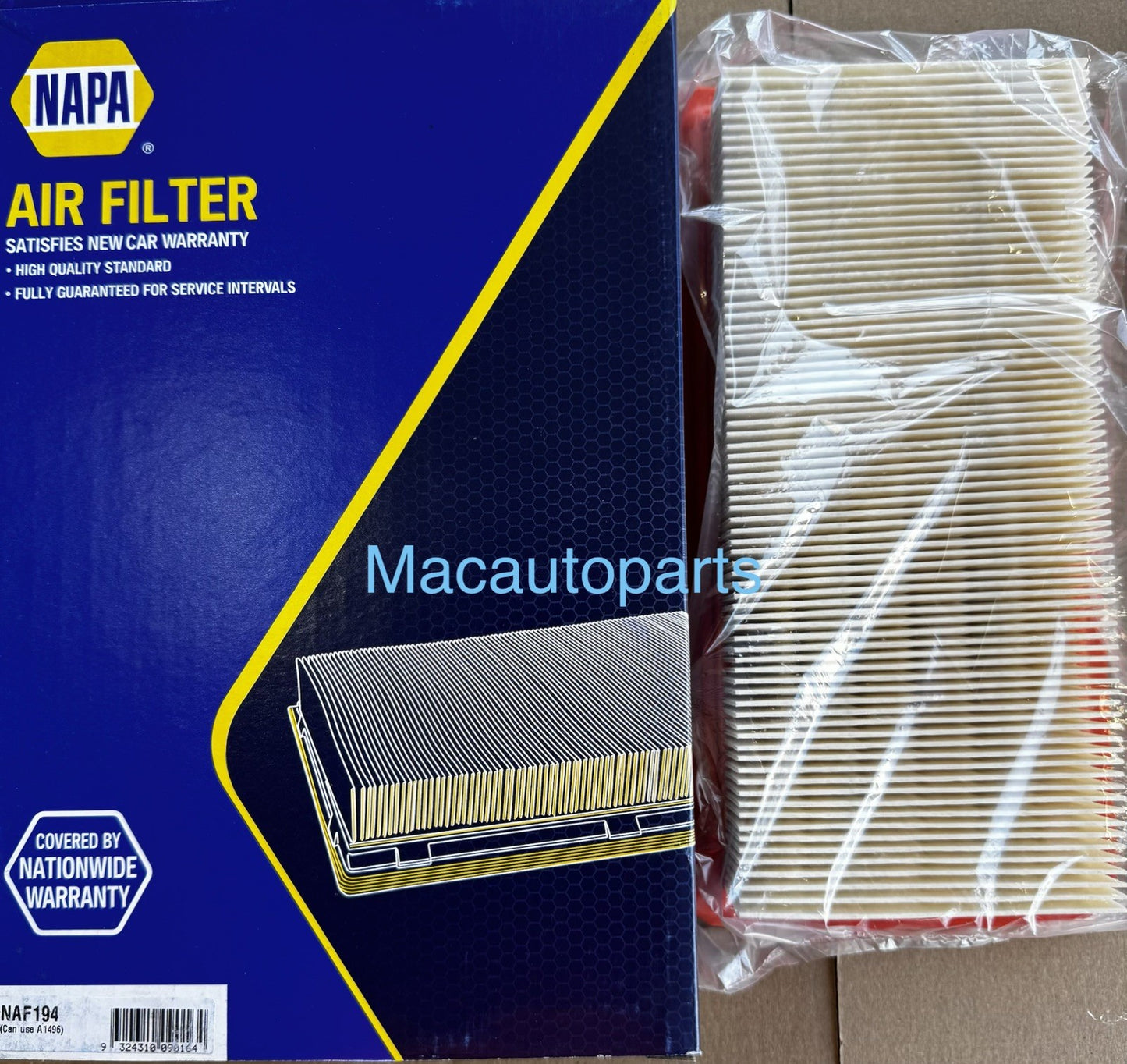 NAPA Air Filter NAF194 Equivalent To Ryco A1496 / Proselect PSA194