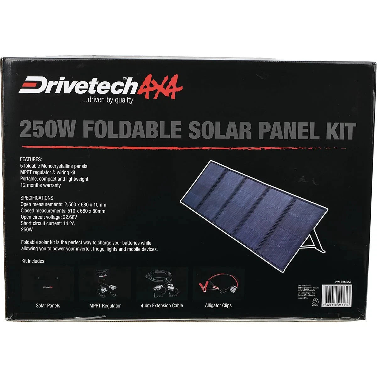 Drivetech 4x4 250W Foldable Solar Blanket Kit Portable DTSB250