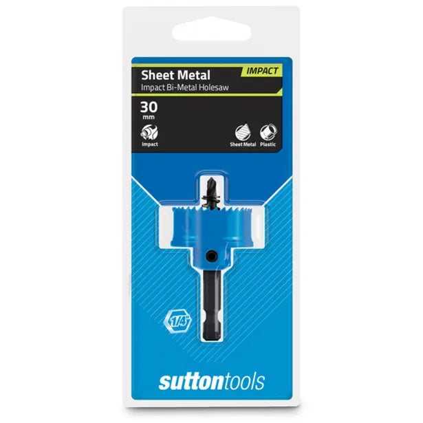 SUTTON 30mm 1/4Hex Shank BiMetal Sheetmetal Holesaw H1190300