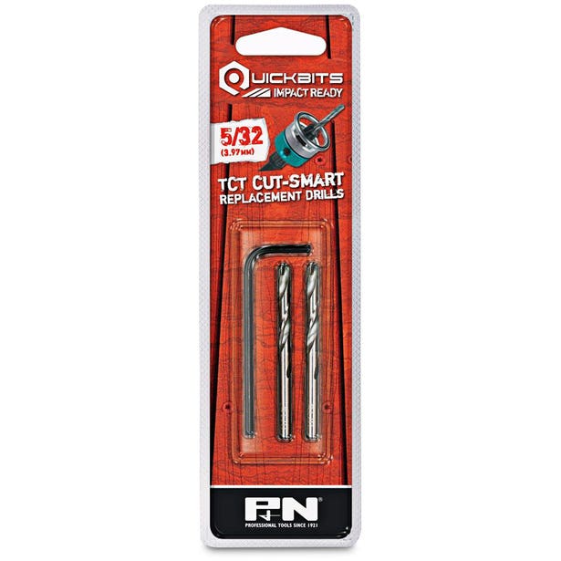 SUTTON QUICKBITS 5/32inch TCT Pilot Drill Bits w. Allen Key - TCT CUT-SMART - 2 Piece 107CSD010