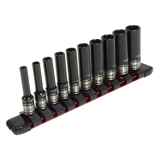 TTI 10 Piece 1/2inch Drive AF Deep Impact Socket Rail Set TT12D10ISSA