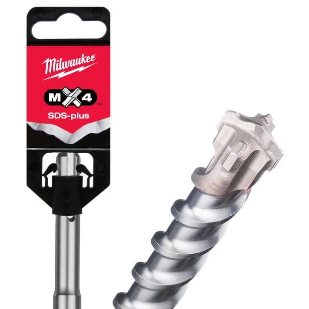 MILWAUKEE 30 x 250mm 4-Cutter SDS-Plus TCT Hammer Drill Bit - MX4 4932399335