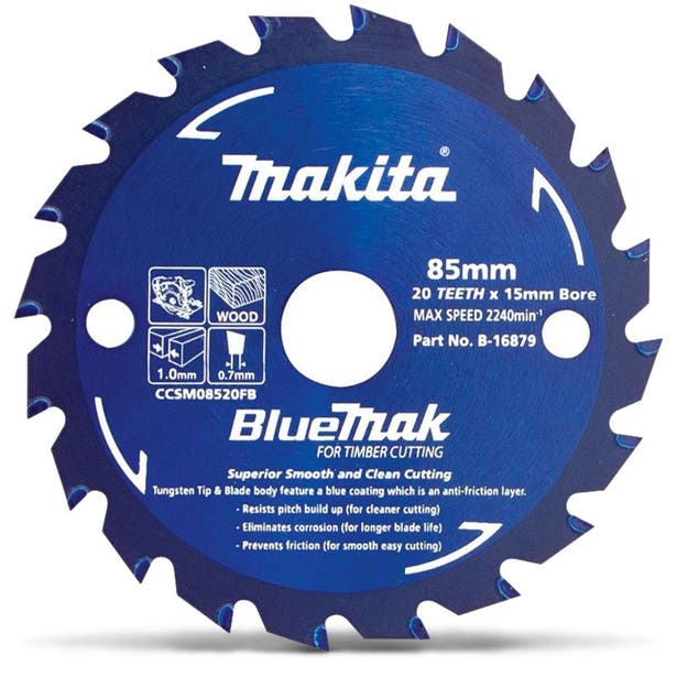 MAKITA 85mm 20T TCT Circular Saw Blade for Wood Cutting  Cordless Saws - BLUEMAK B-16879