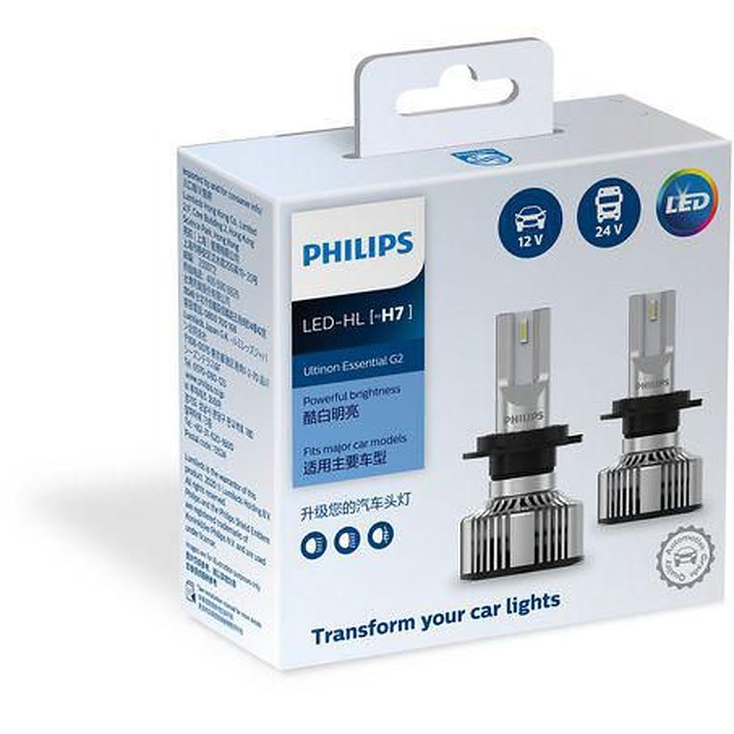 Philips H7 LED Headlight Bulb Ultinon Essentials G2 12V/24V (Pair) 11972UE2X2