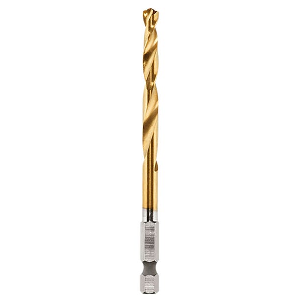 MILWAUKEE 5.0 x 93mm 1/4-Hex Quick-Change HSS-TiN Jobber Drill Bit - RED-HELIX 48894812