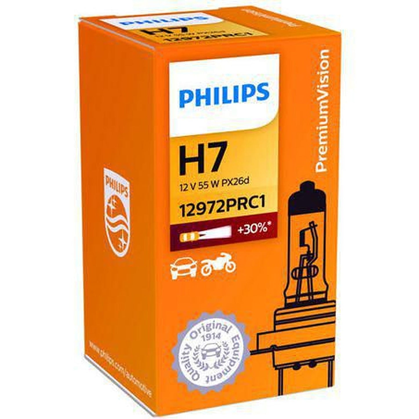 Philips H7 Headlight Bulb 12V 55W Plus 30 1 Pce 12972PR