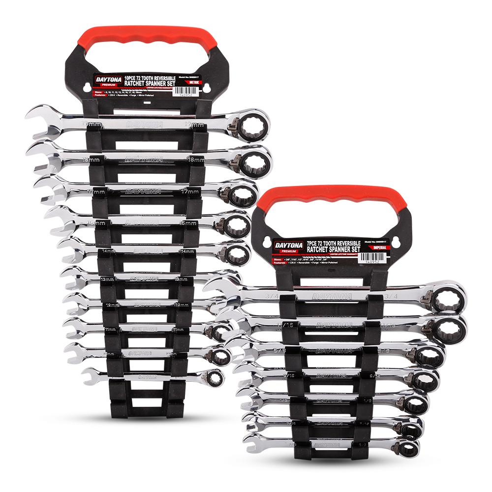 Daytona DMIRR17 17pce Premium 72-Tooth Metric Imperial Reversible Ratchet Combination Spanner Set