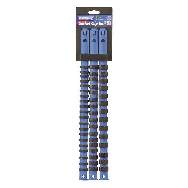 KINCROME 1/4, 3/8 & 1/2inch Drive Socket Clip Rail Set - 3 Piece K2072