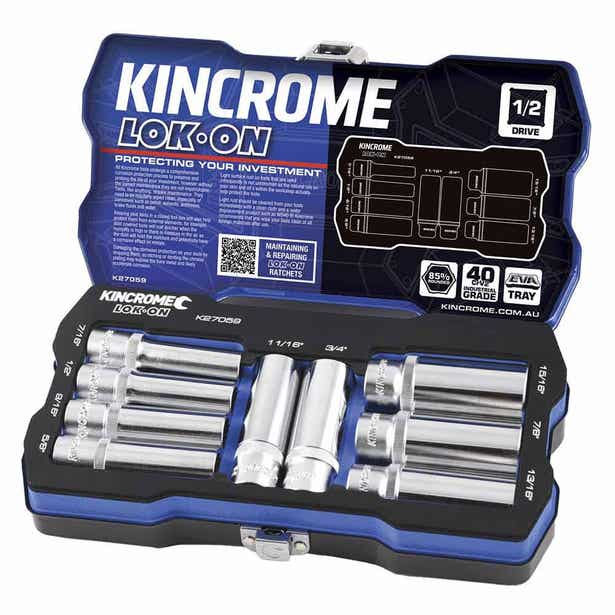 KINCROME LOK-ON™ 1/2inch Drive Imperial Socket Set - 9 Piece K27059