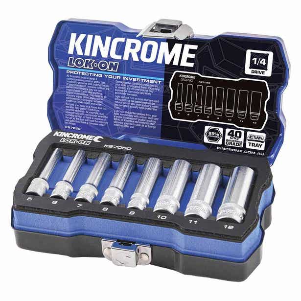 KINCROME LOK-ON™ 1/4inch Drive Metric Socket Set - 8 Piece K27050
