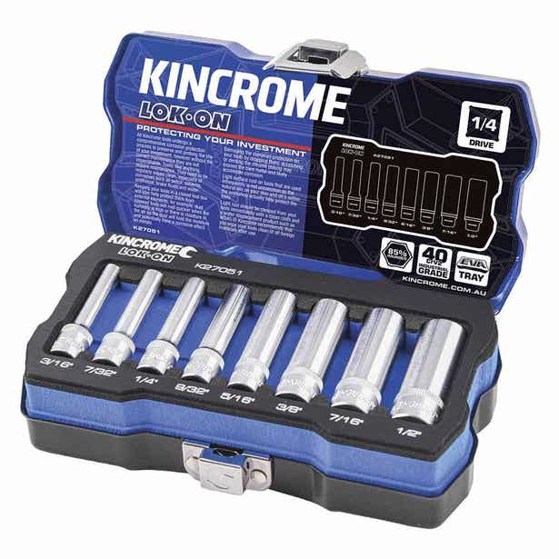 KINCROME LOK-ON™ 1/4inch Drive Imperial Socket Set - 8 Piece K27051