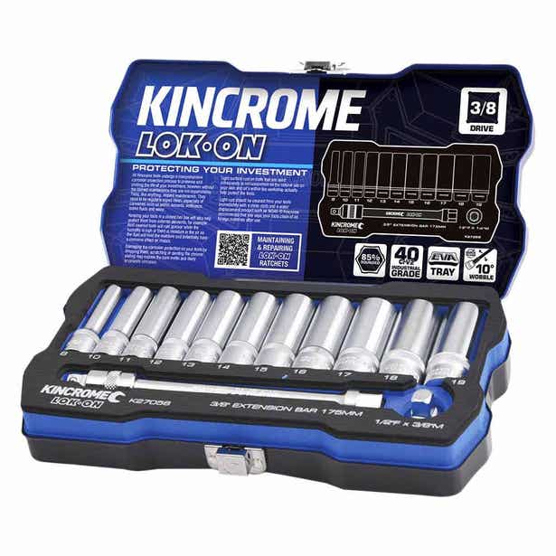 KINCROME LOK-ON™ 3/8inch Drive Metric Socket & Extension Set - 13 Piece K27056