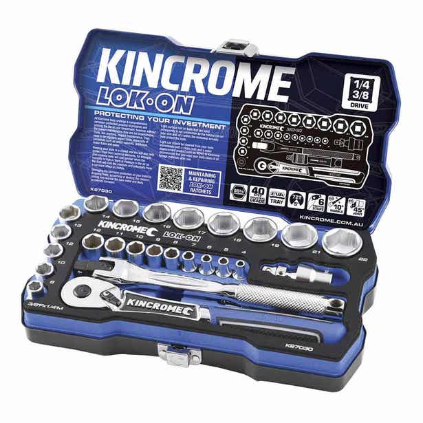 KINCROME LOK-ON™ 1/4 x 3/8inch Drive Metric Socket Set - 26 Piece K27030