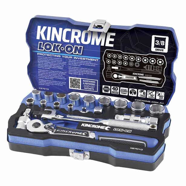 KINCROME LOK-ON™ 3/8inch Drive Metric Socket Set - 19 Piece K27010