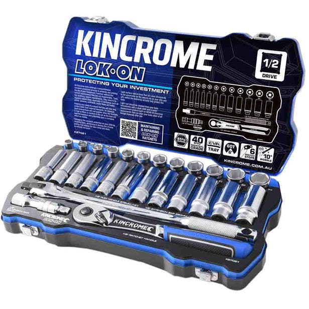 KINCROME 1/2" Drive - Metric LOK-ON Socket Set - 28 Piece K27021