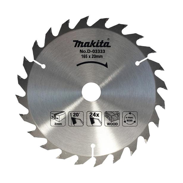 MAKITA 165mm x 20mm x 24T Standard TCT Saw Blade D-03333