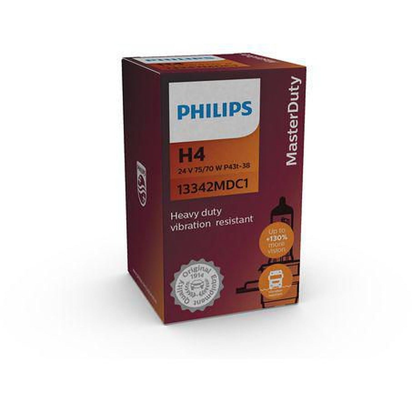 Philips H4 Headlight Bulb Masterduty 24V H4 75/70W P43T 38 1Pc 13342MD