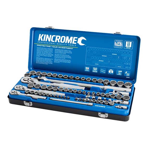 KINCROME 1/4, 3/8 & 1/2" Drive  Metric & Imperial Socket Set - 74 Piece K28041