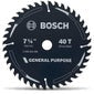 BOSCH 184mm 40T TCT Circular Saw Blade for Wood Cutting - GENERAL PURPOSE 2608644564