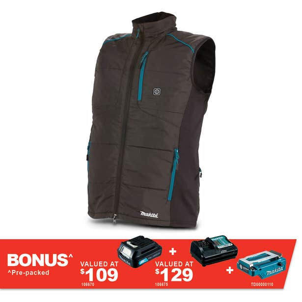 MAKITA 12V Max Heated Vest Black Size M CV102DZM