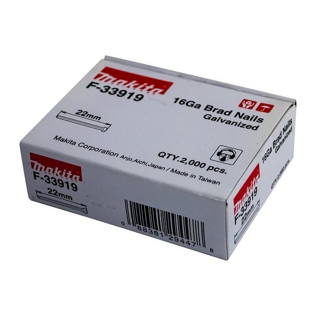MAKITA 22 x 1.6mm EG 16GA C Nail Brad 2000Box F33919