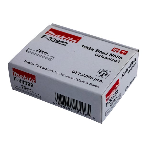 MAKITA 25 x 1.6mm EG 16GA C Nail Brad 2000Box F33922