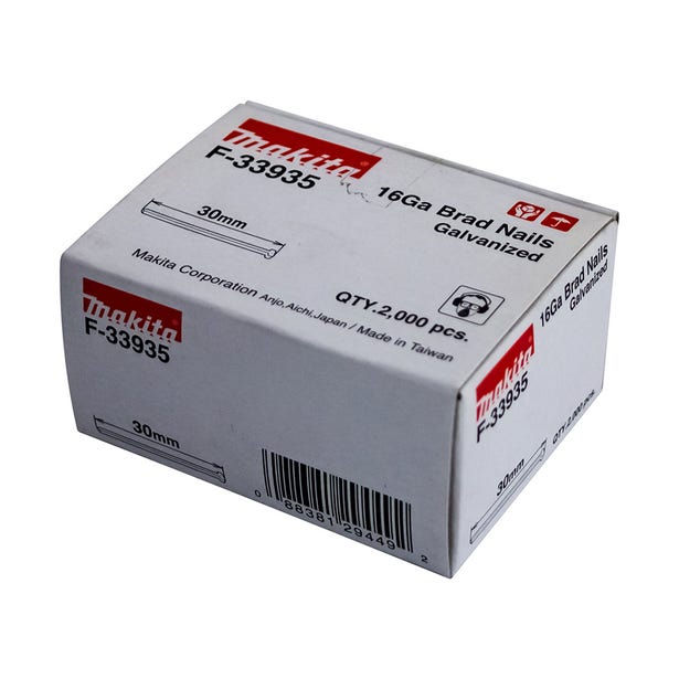 MAKITA 30 x 1.6mm EG 16GA C Nail Brad 2000Box F33935