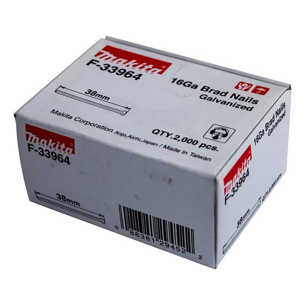 MAKITA 38 x 1.6mm EG 16GA C Nail Brad 2000Box F33964