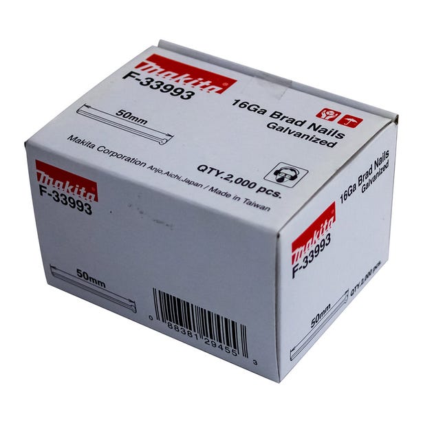 MAKITA 50 x 1.6mm EG 16GA C Nail Brad 2000Box F33993